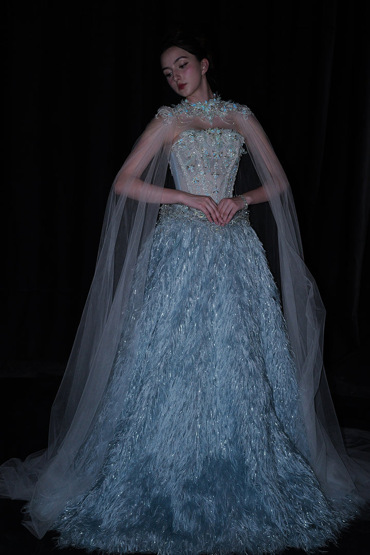 A-Line Dress with Illusion Neckline