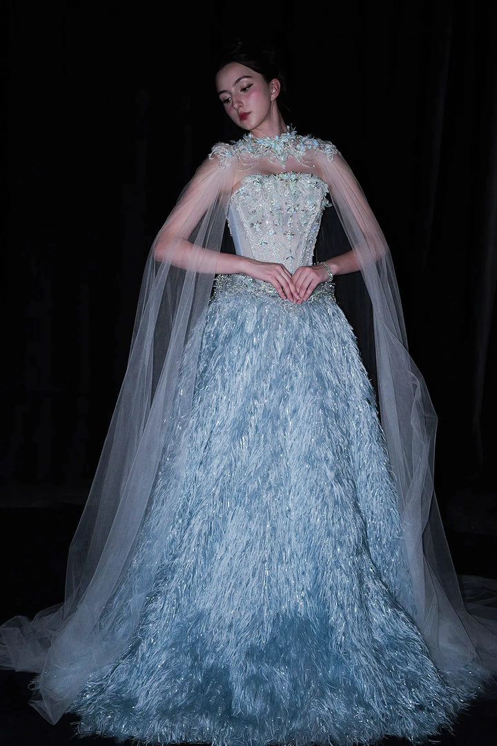 A-Line Dress with Illusion Neckline