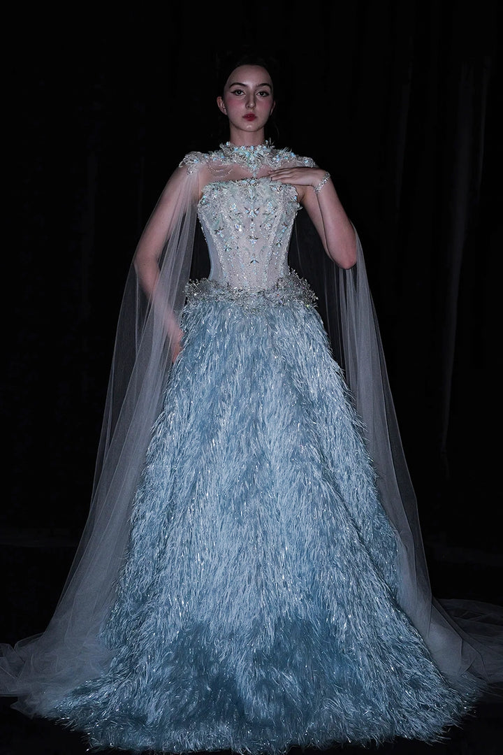 A-Line Dress with Illusion Neckline