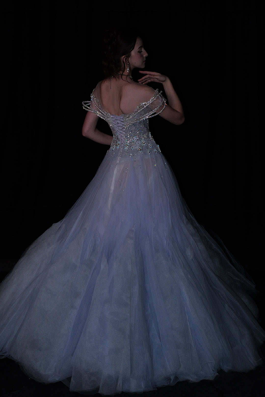 Off-The-Shoulder Neckline Beaded Embellishment Dress