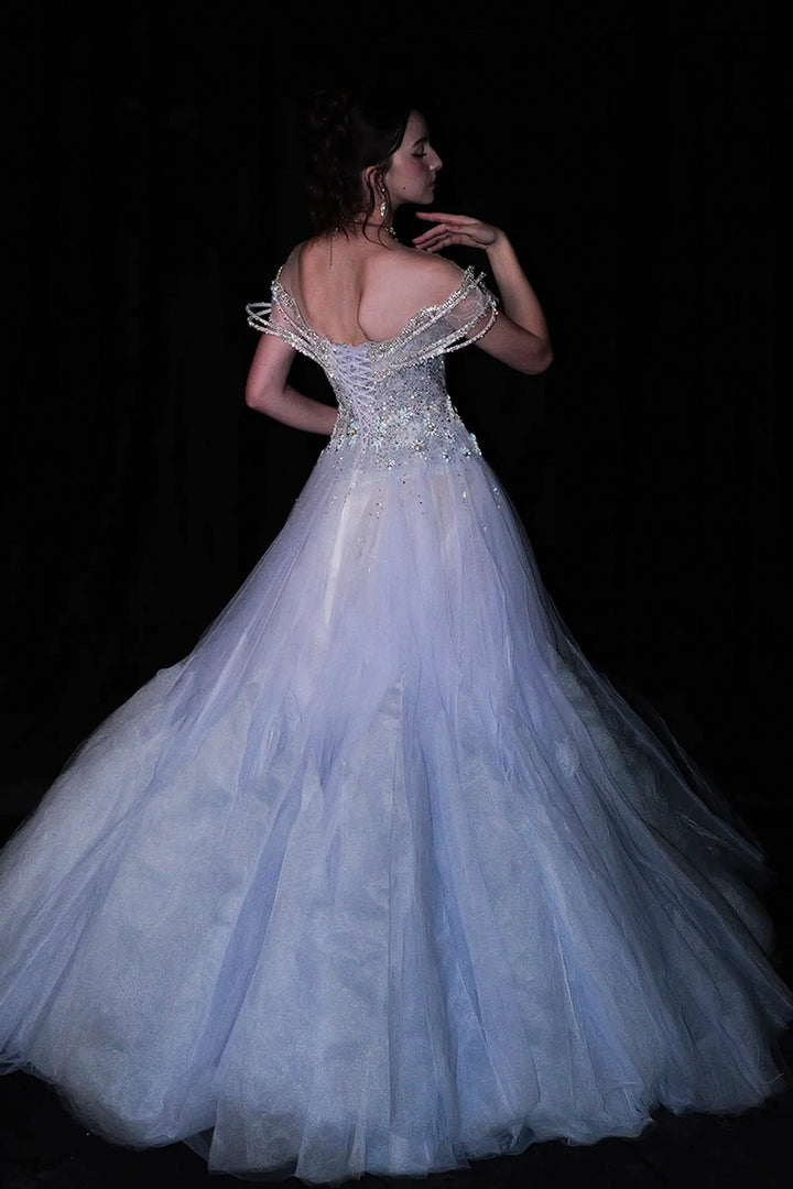 Off-The-Shoulder Neckline Beaded Embellishment Dress