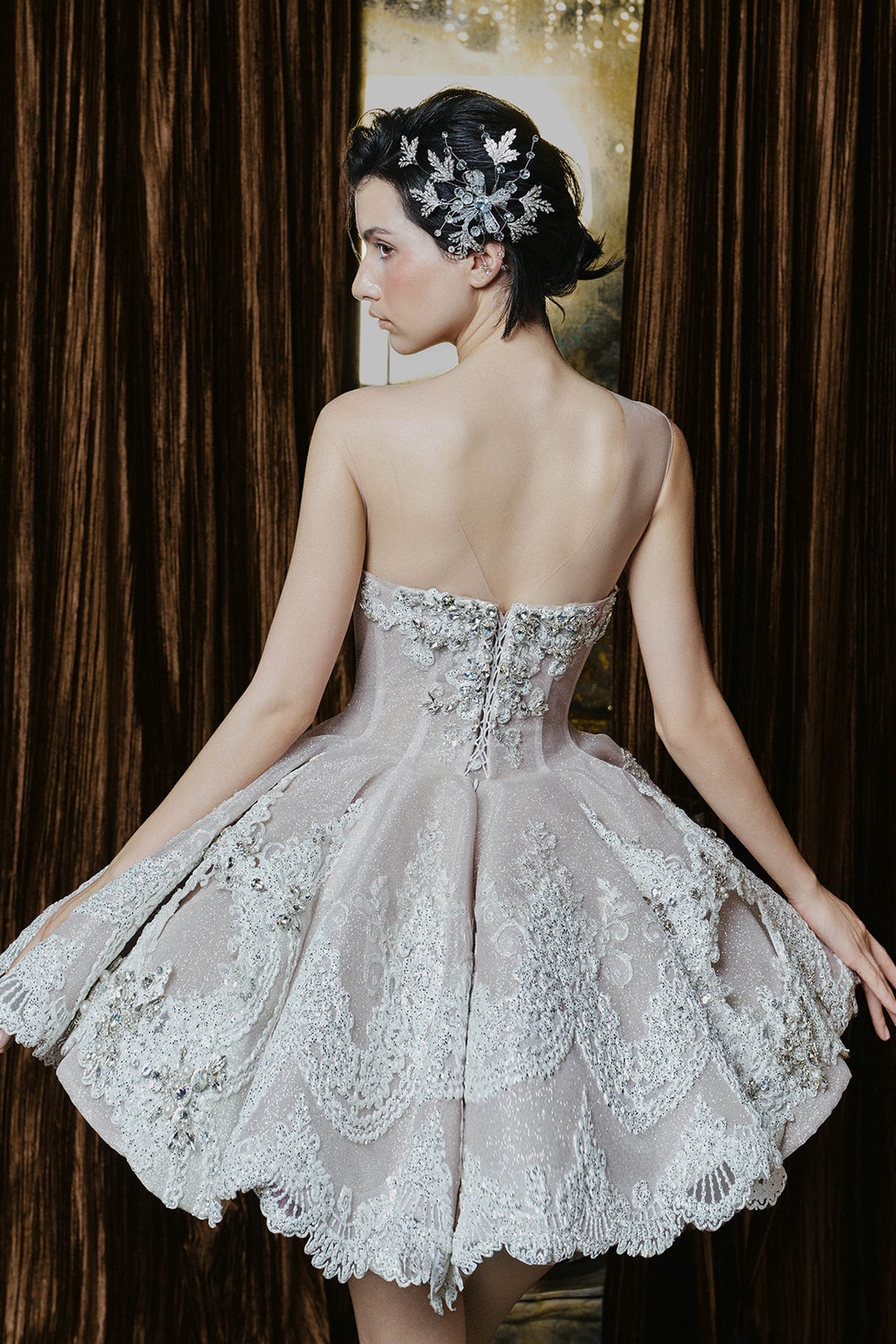 Beaded Strapless A-Line Dress