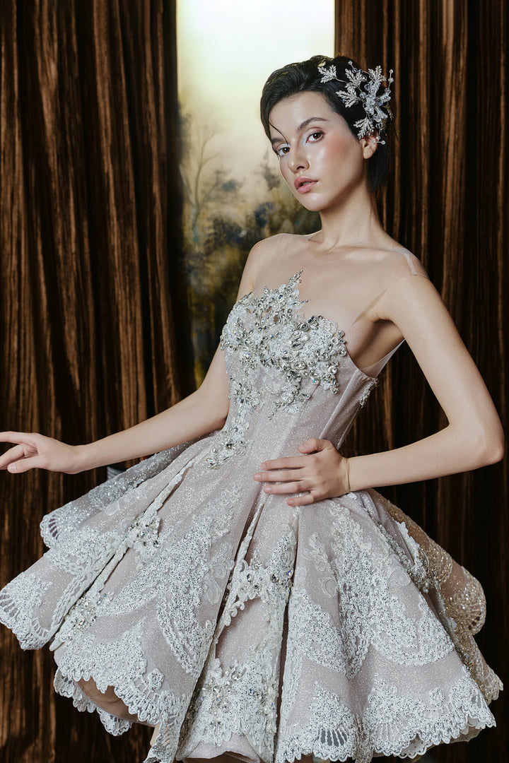 Beaded Strapless A-Line Dress