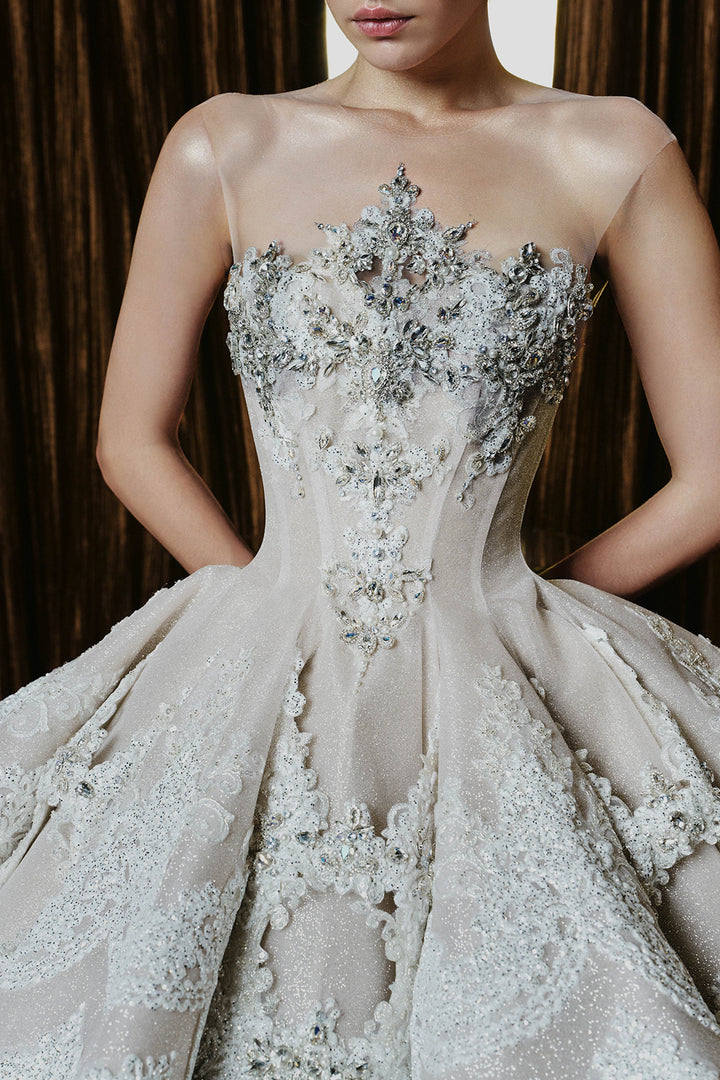 Beaded Strapless A-Line Dress