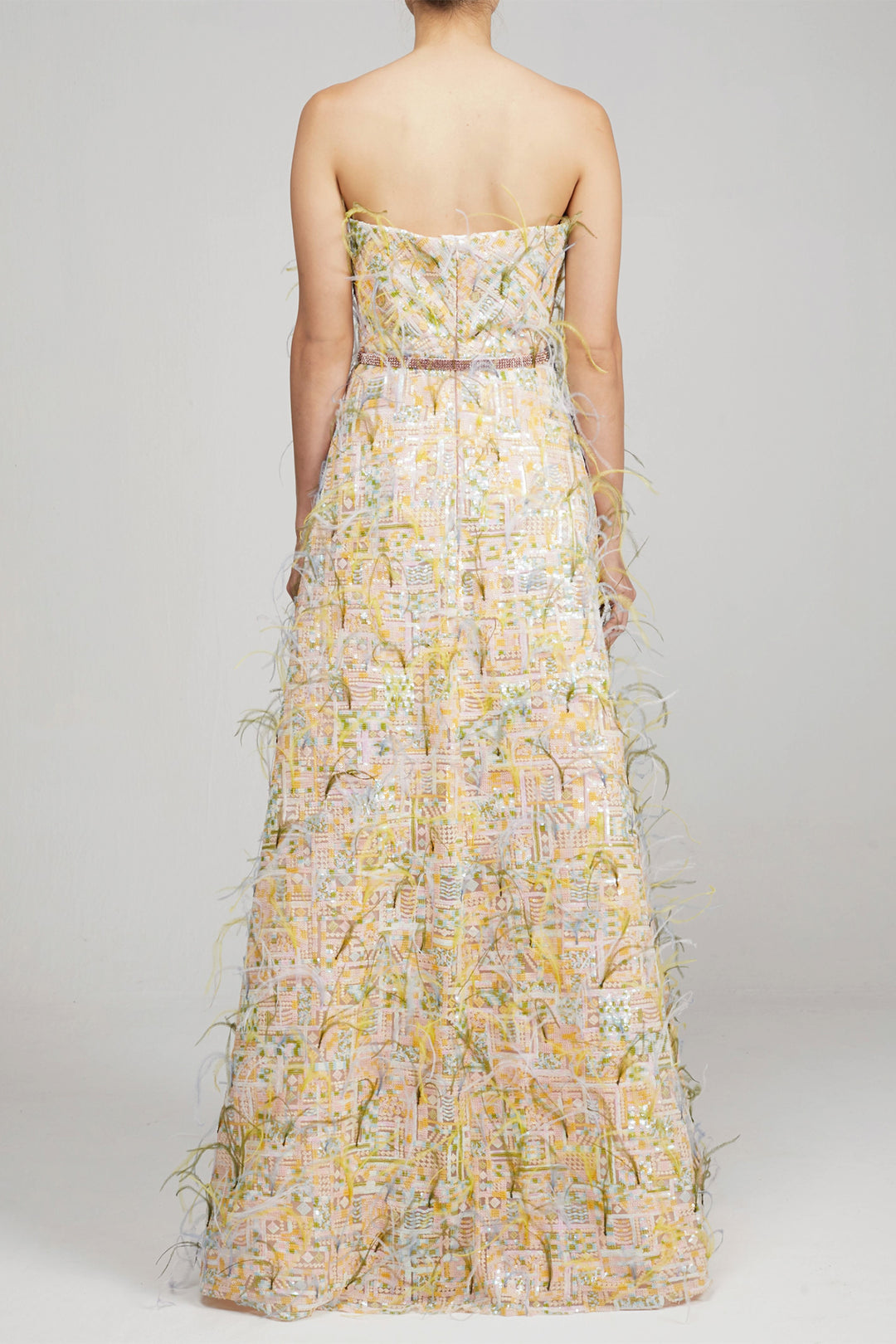 Corset Strapless Dress with Sequin Fabric