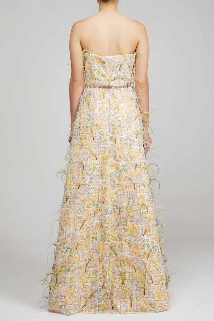 Corset Strapless Dress with Sequin Fabric