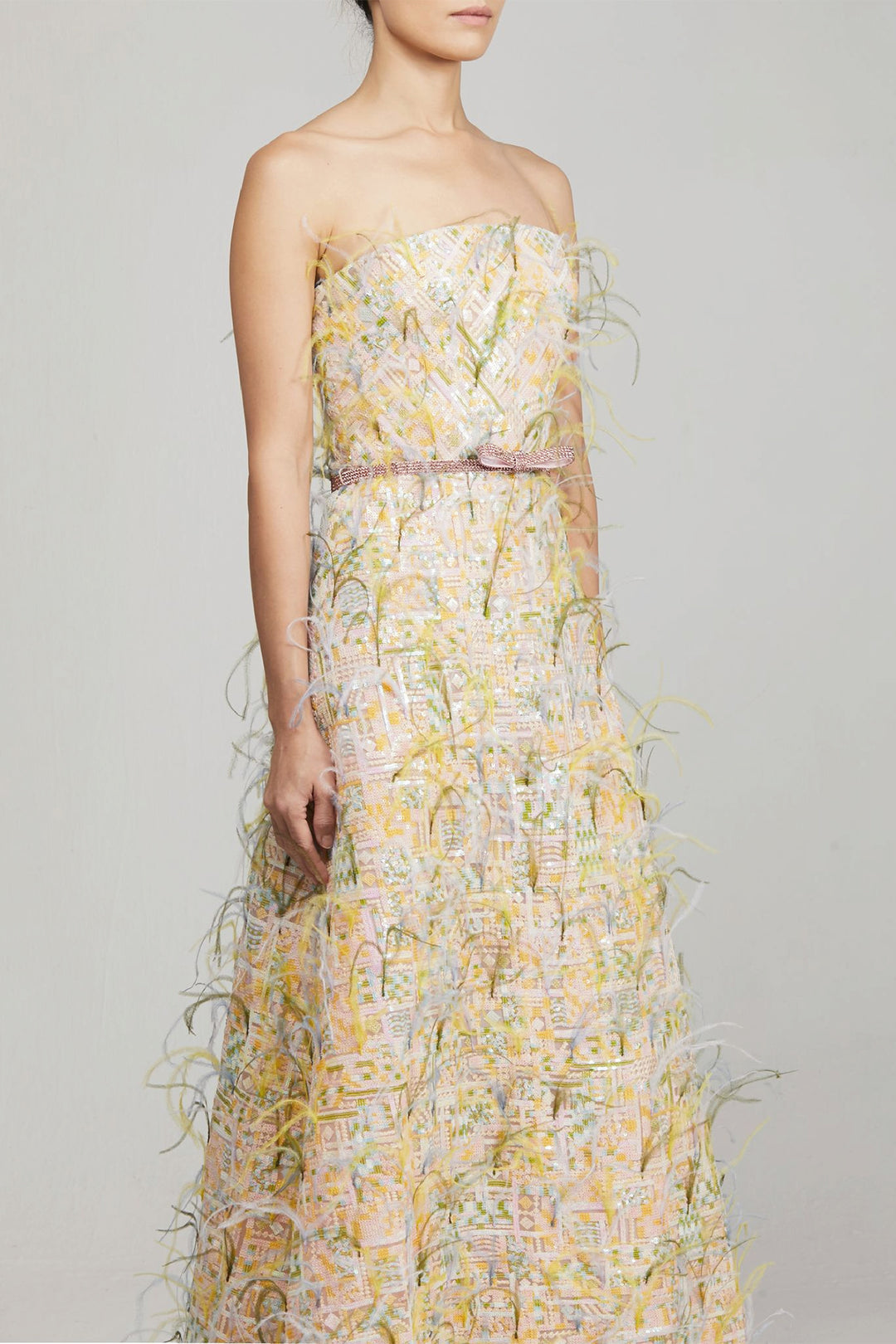 Corset Strapless Dress with Sequin Fabric