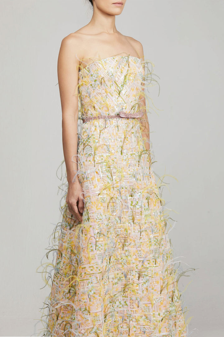 Corset Strapless Dress with Sequin Fabric