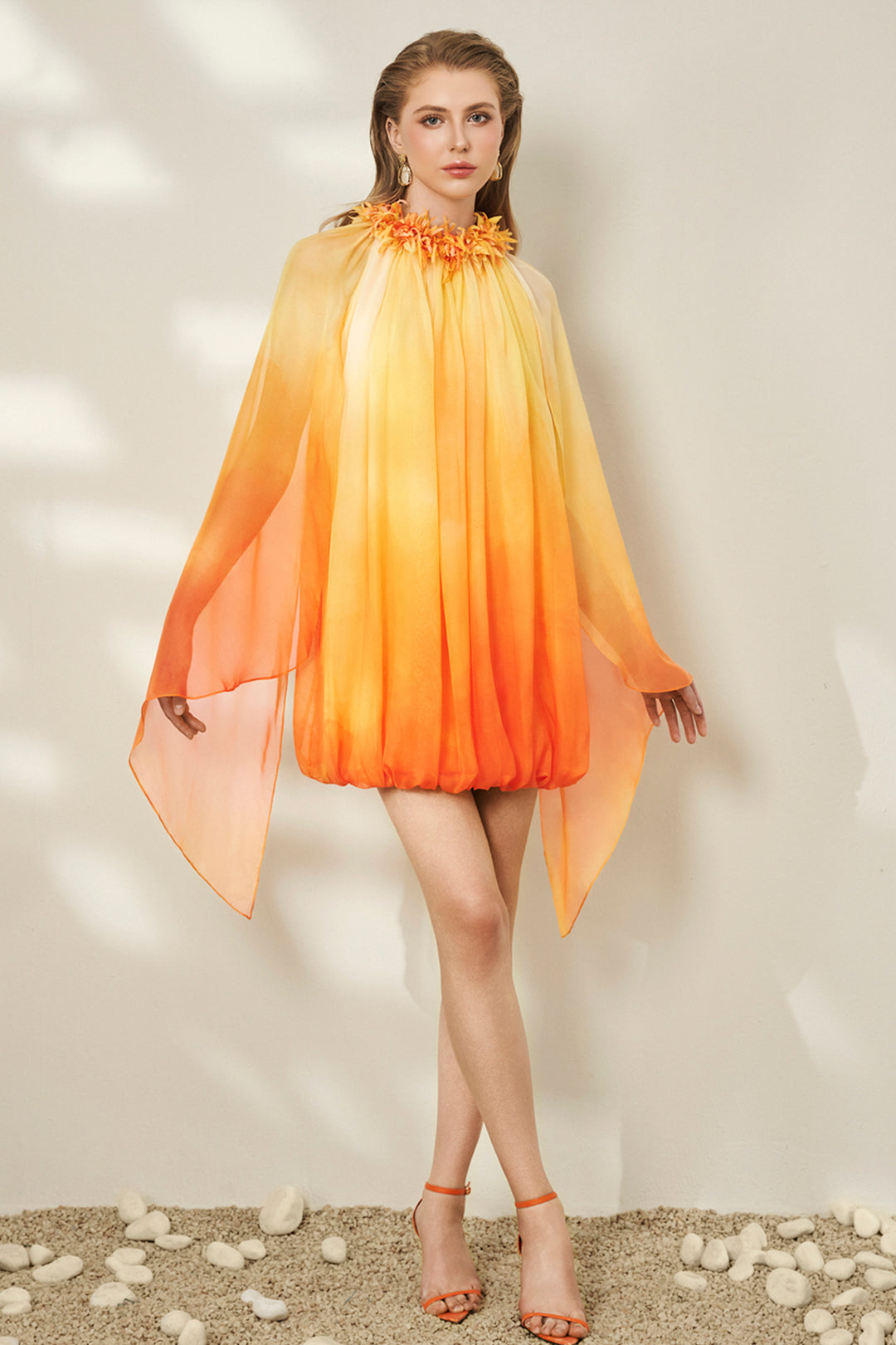 Handcrafted 3D Floral with Bubble-Hem Mini Dress