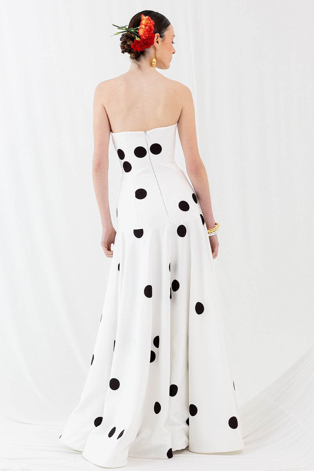 Polka Dot Dress with Strapless Neckline