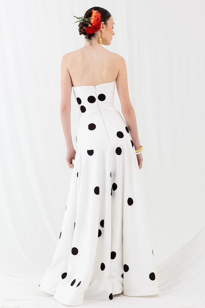 Polka Dot Dress with Strapless Neckline