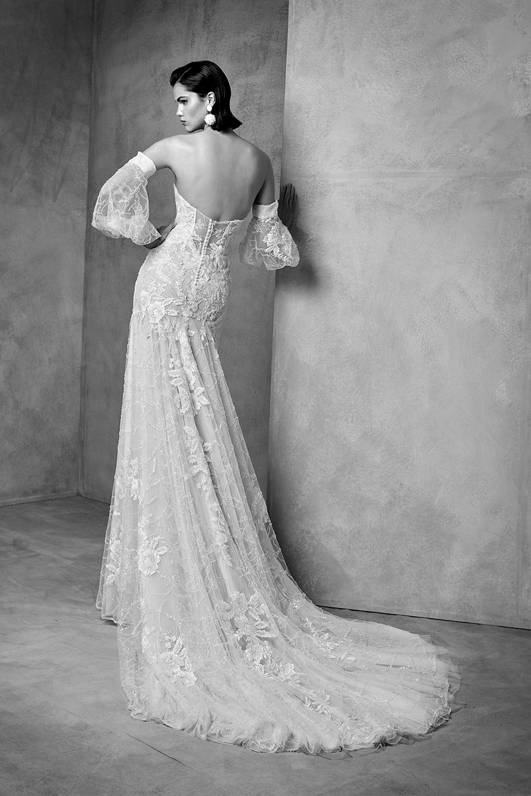 Embroidered Tulle Off-The-shoulder Wedding Dress