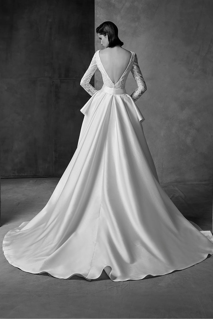 Embroidered Long-Sleeved Mermaid Wedding Dress