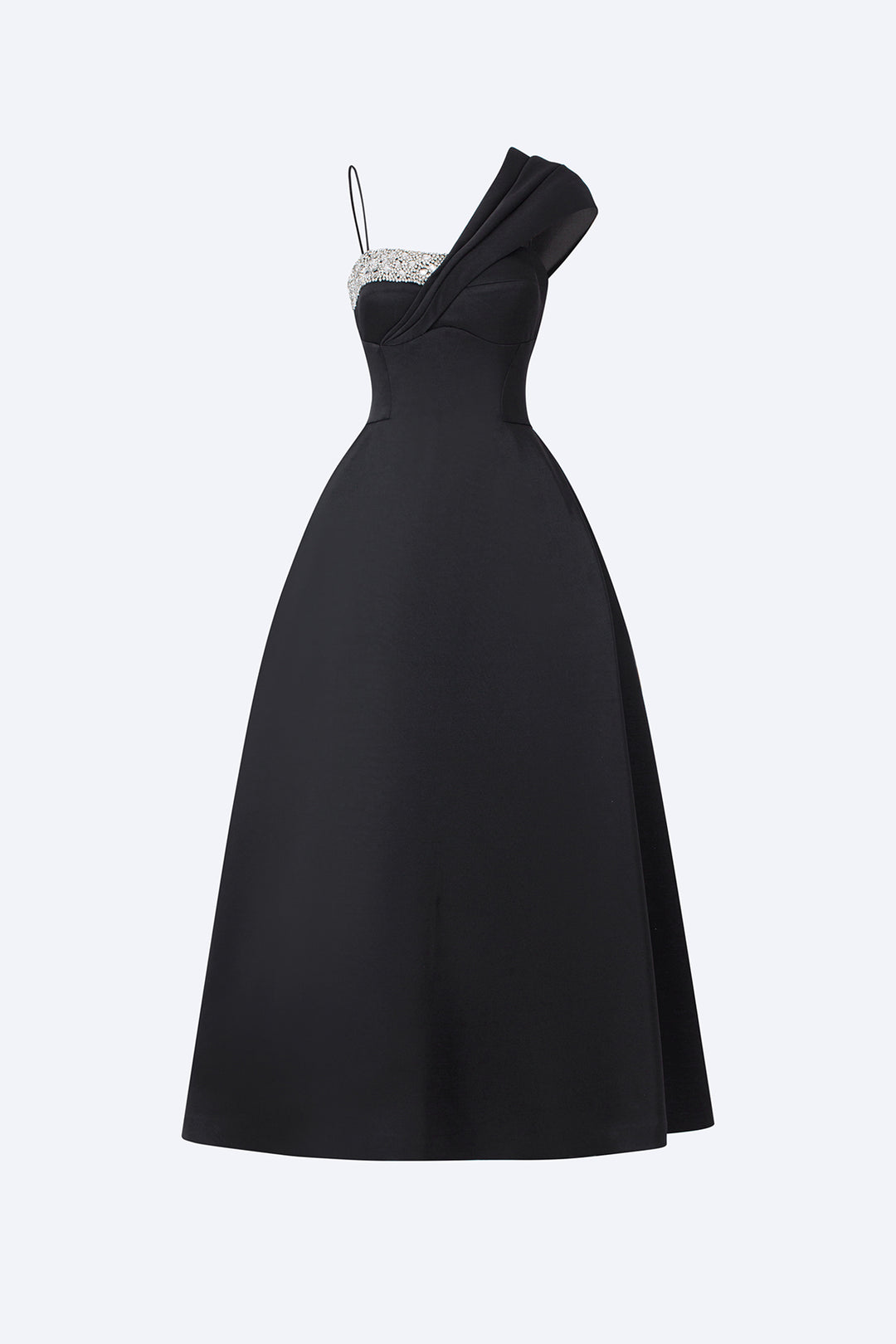 Asymmetrical One-Shoulder Midi Dress