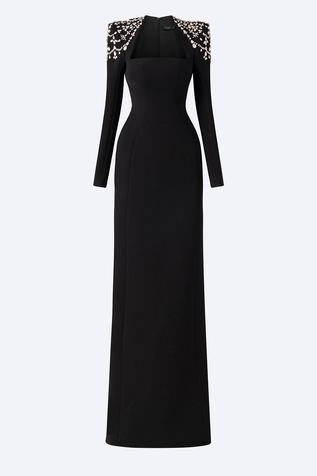 Long-Sleeved Queen Anne Neckline Dress Black / FR 50 Long-Sleeved Queen Anne Neckline Dress Black / FR 50