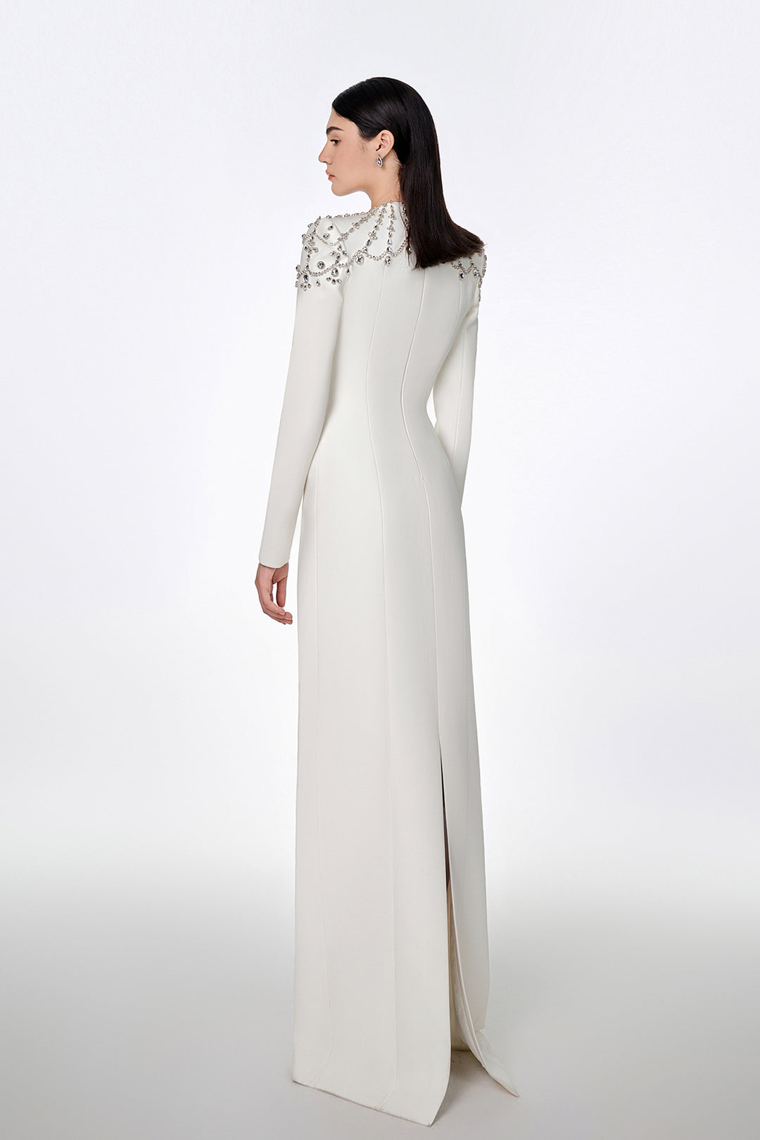 Long-Sleeved Queen Anne Neckline Dress