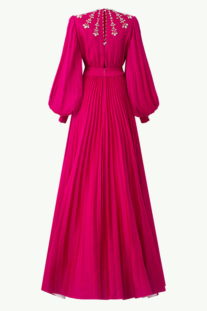 Long-Sleeved Pleated A-line Dress – M.R DESIGN