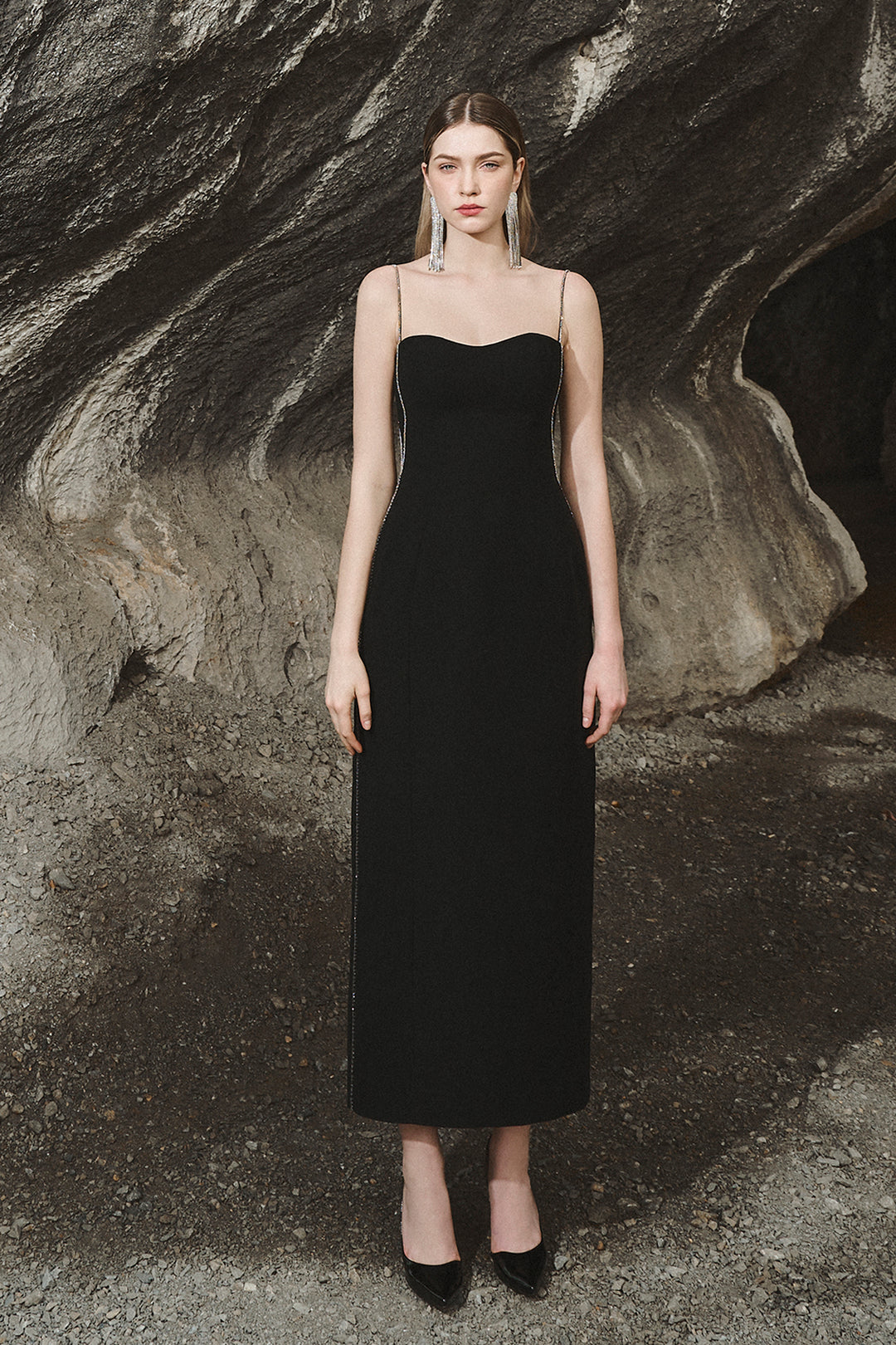Sleeveless Midi Column Dress Black / FR 44 Sleeveless Midi Column Dress Black / FR 44