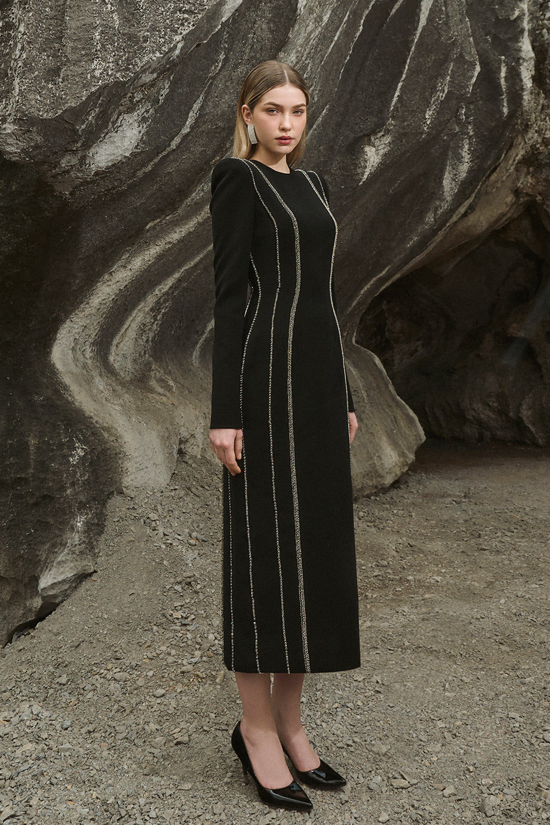 Long-Sleeved Midi Dress