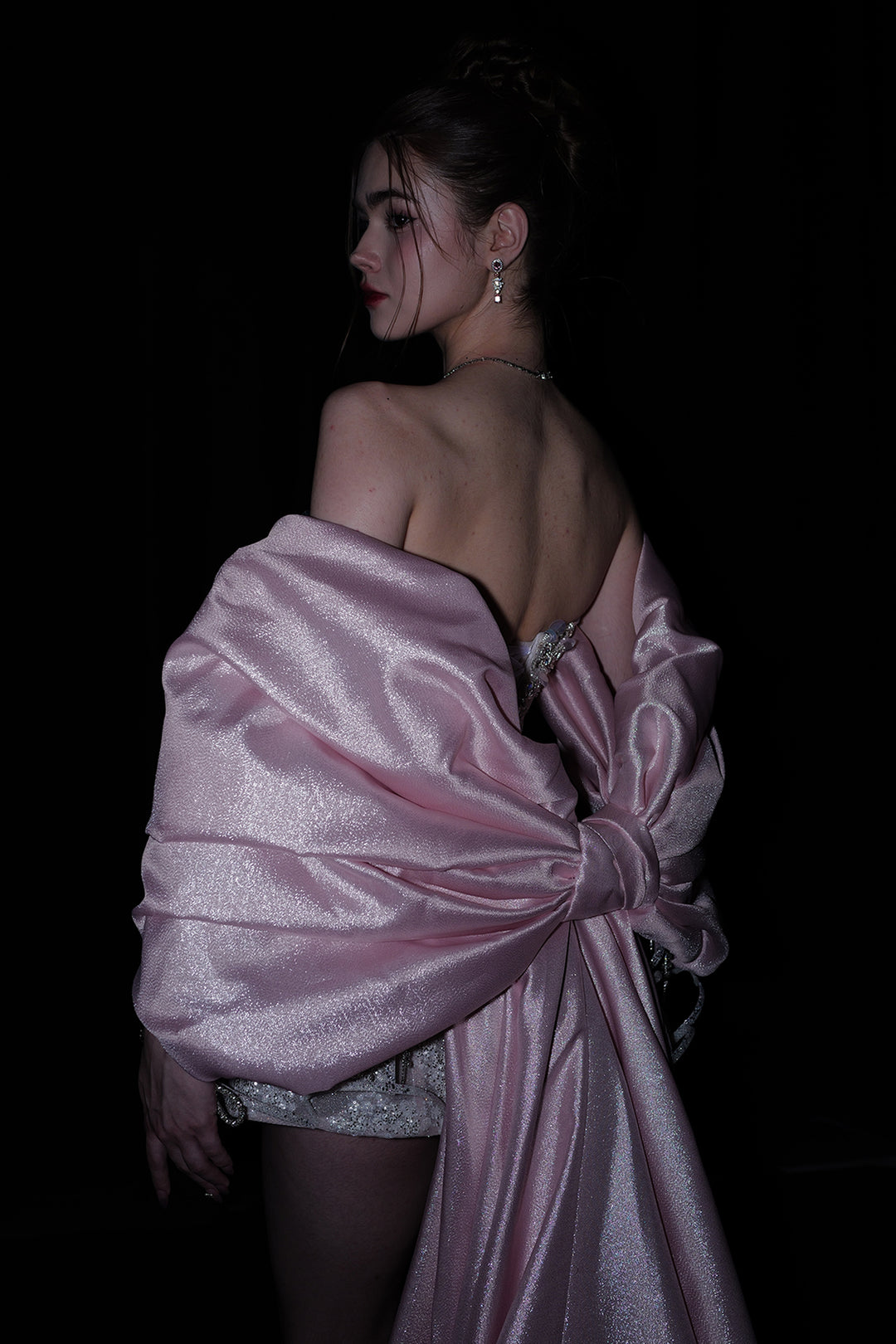 Short A-Line Dress with Sequinned Bodice and Cape