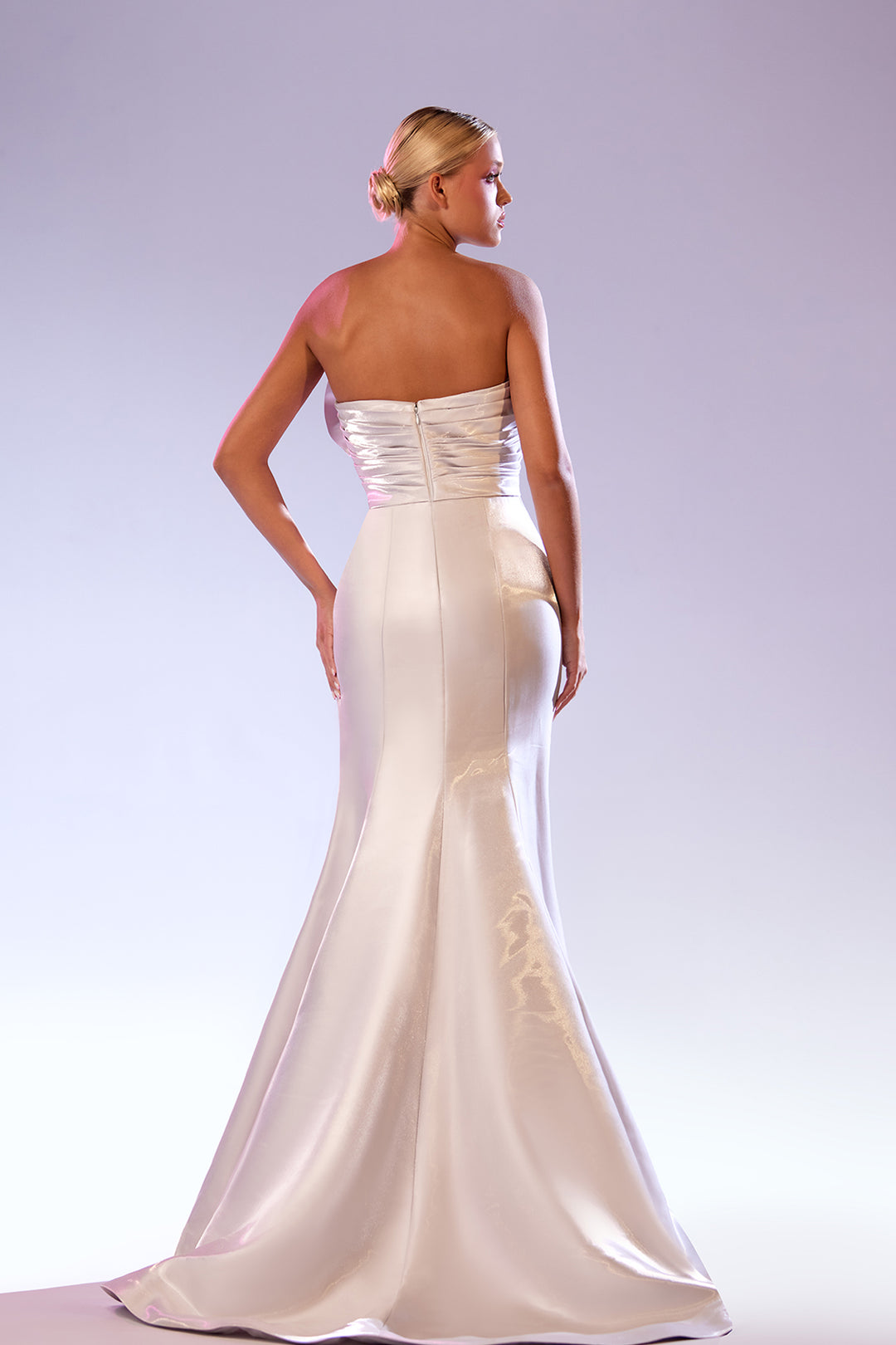 Mermaid Dress with Strapless and Ruffled Flower