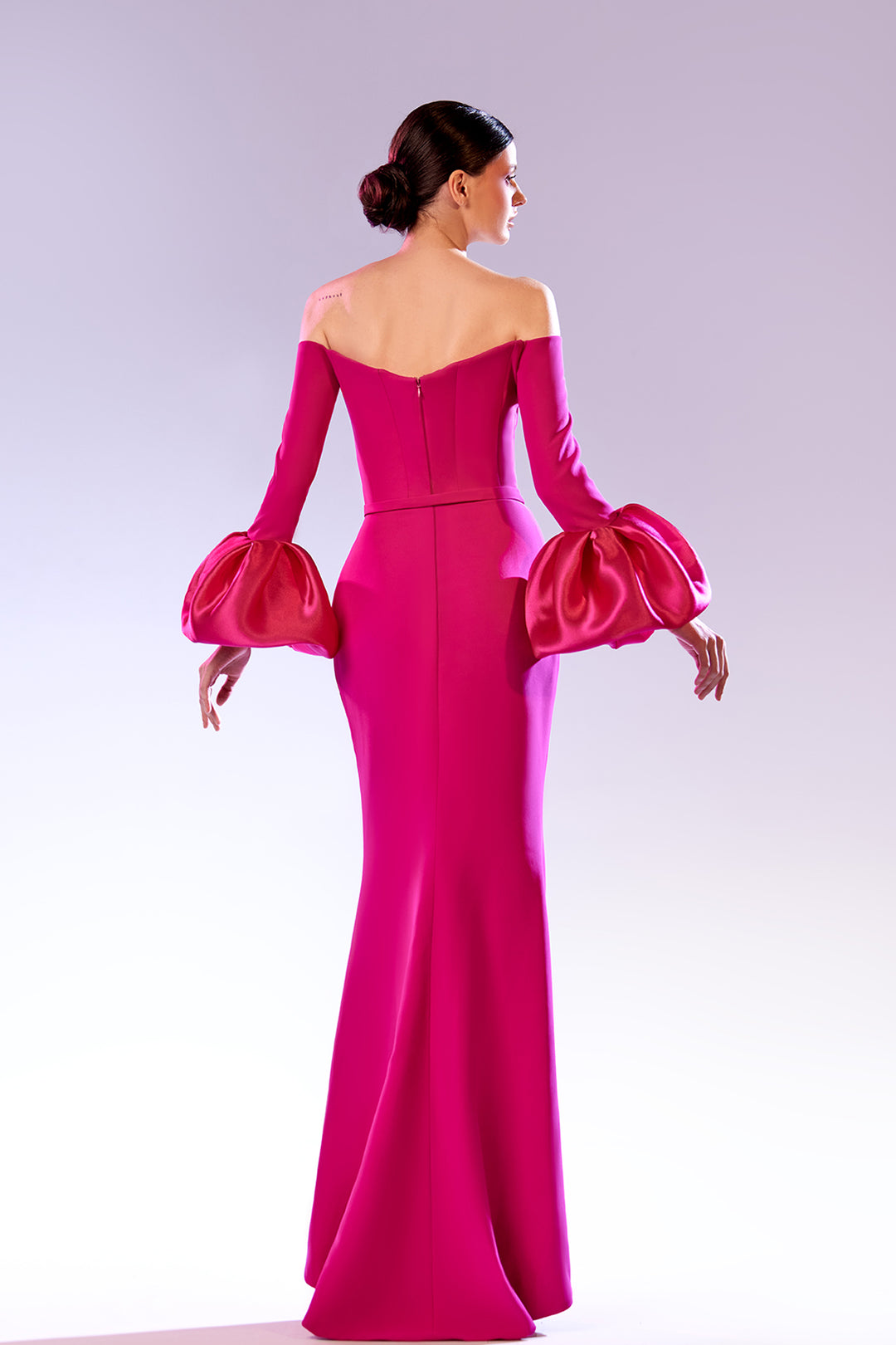 Geometric Dress with Off-The-Shoulder Puff Sleeves