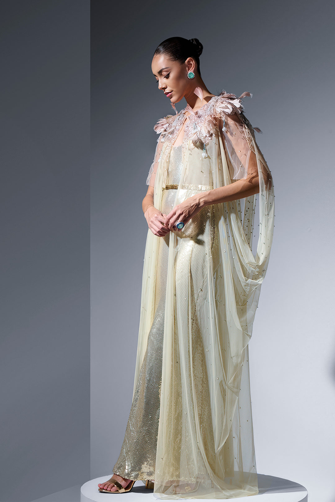 Sequin Cape Dress with Gradient Effect