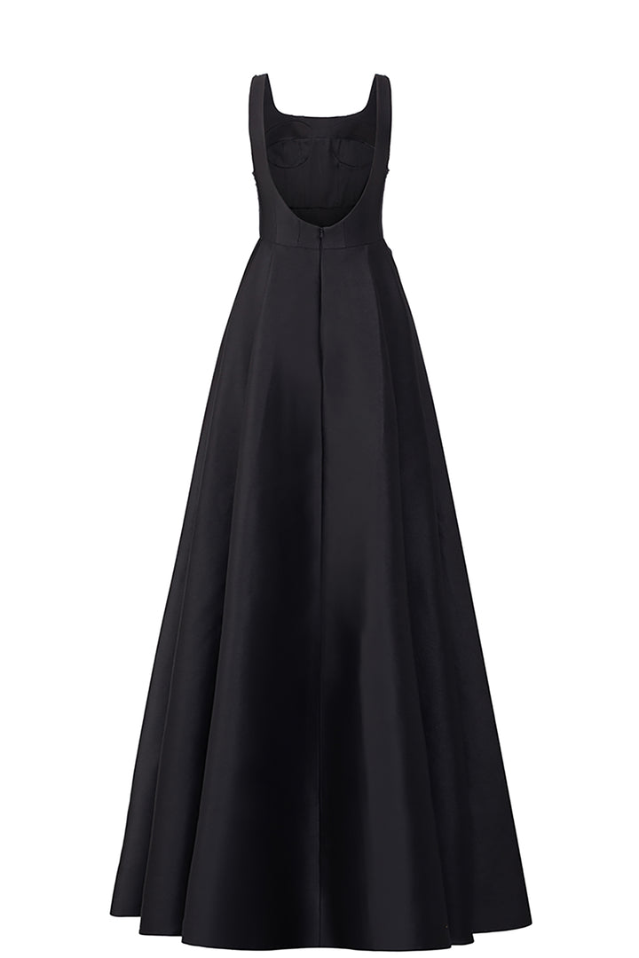 Velvet Satin Dress with Crystal Cape