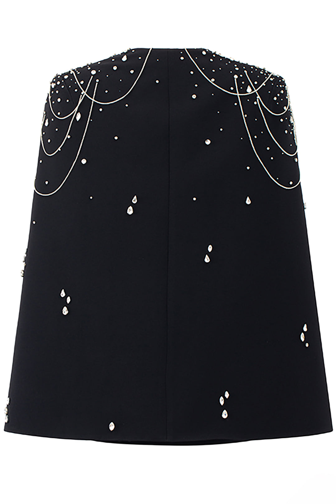 Velvet Satin Dress with Crystal Cape