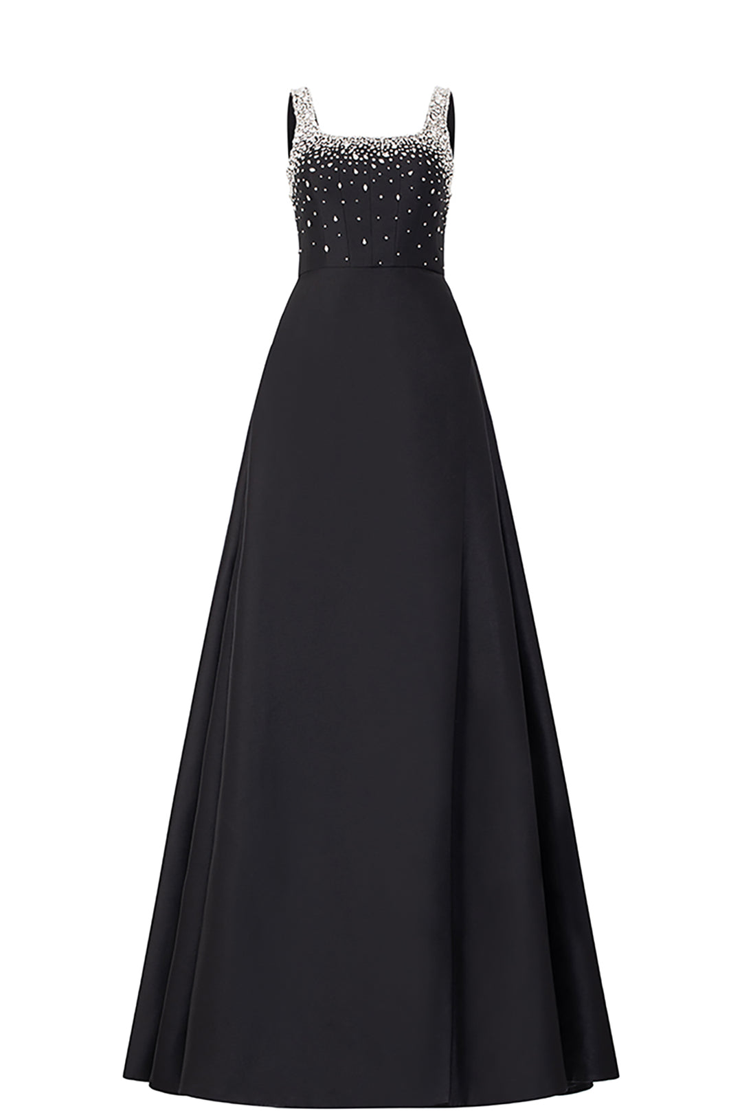 Velvet Satin Dress with Crystal Cape