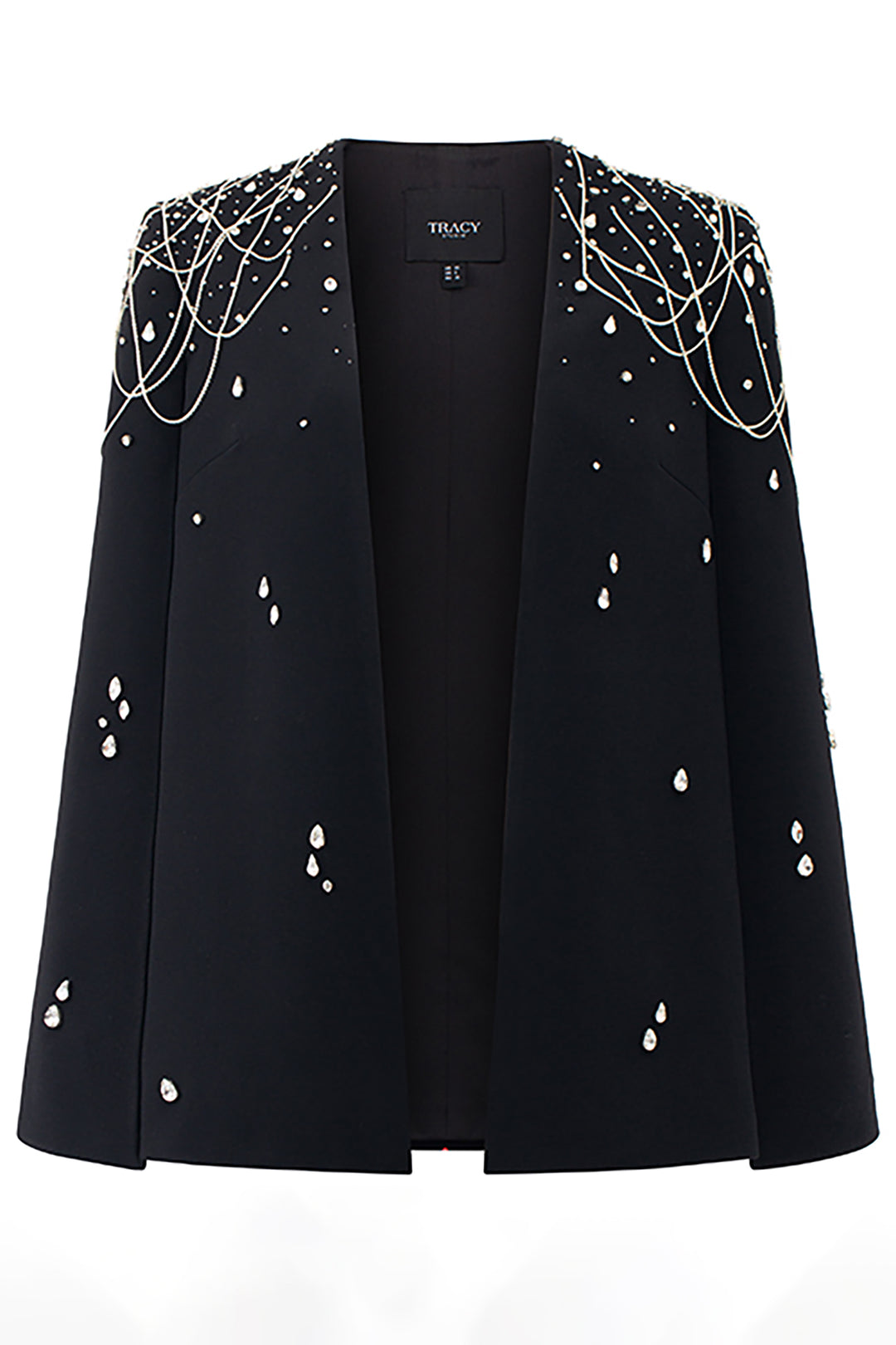 Velvet Satin Dress with Crystal Cape