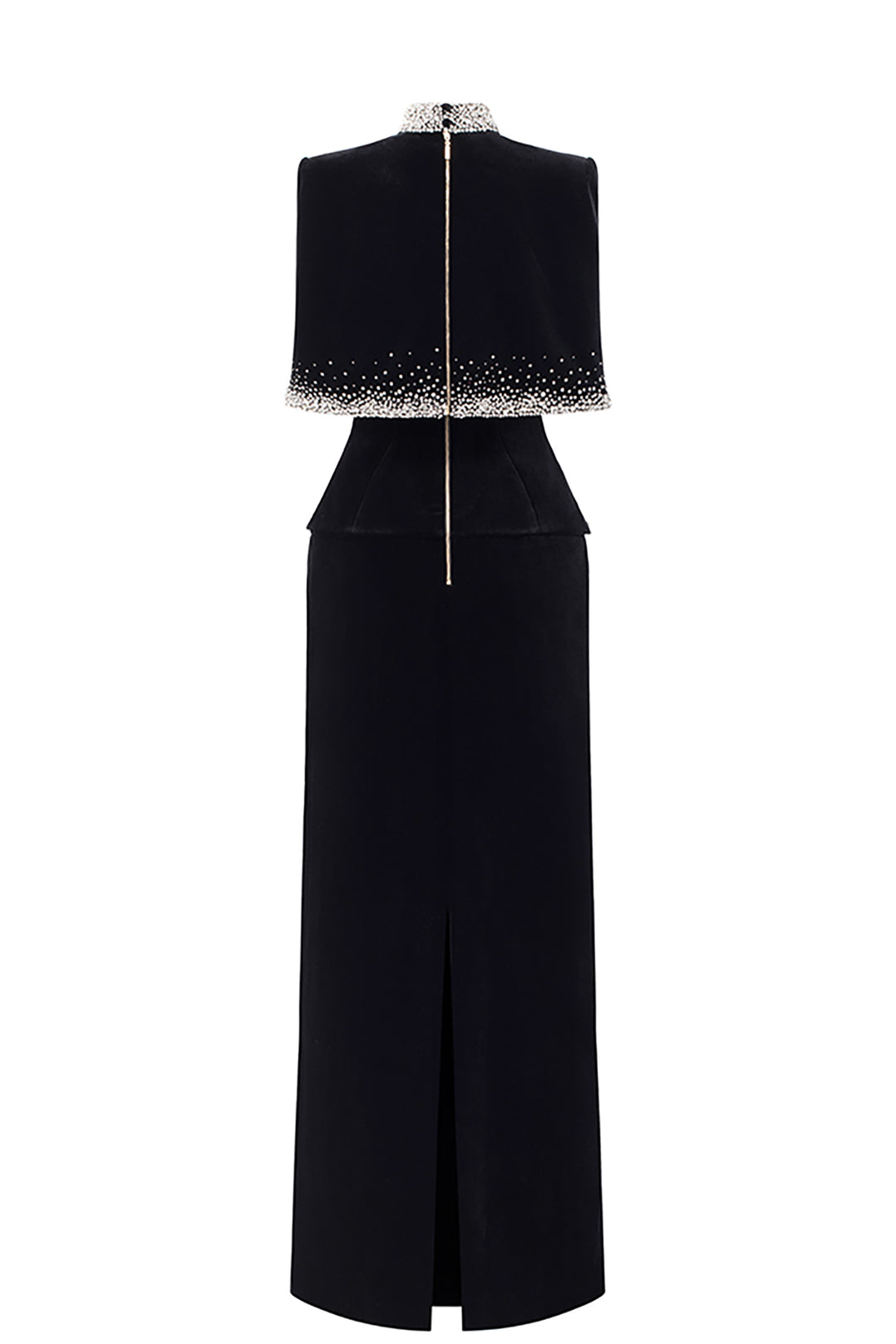 Velvet Cape Dress with Crystals