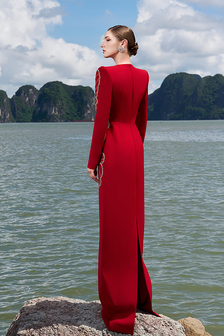 Crepe Dress with Crystals