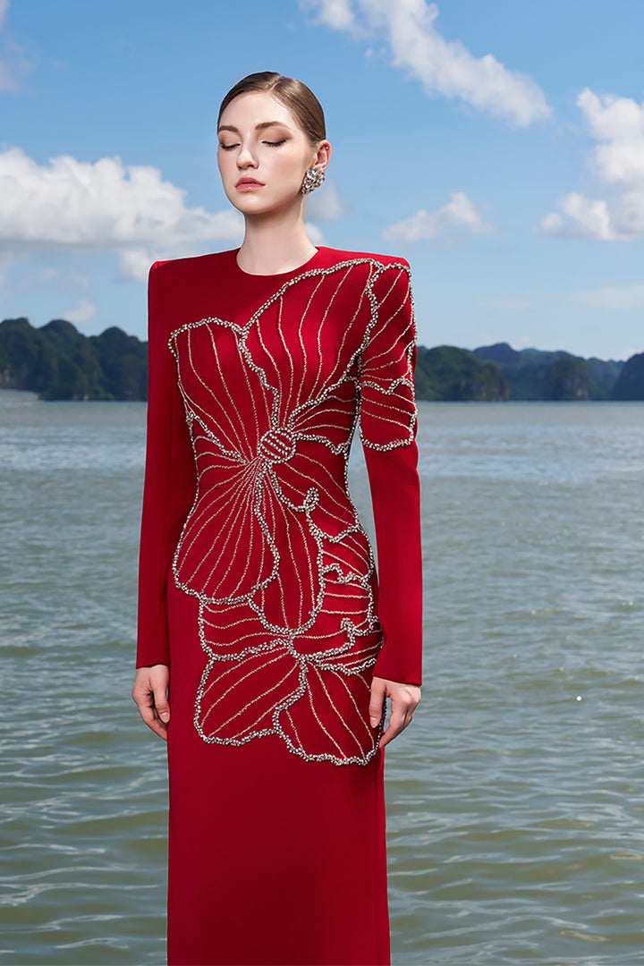 Crepe Dress with Crystals