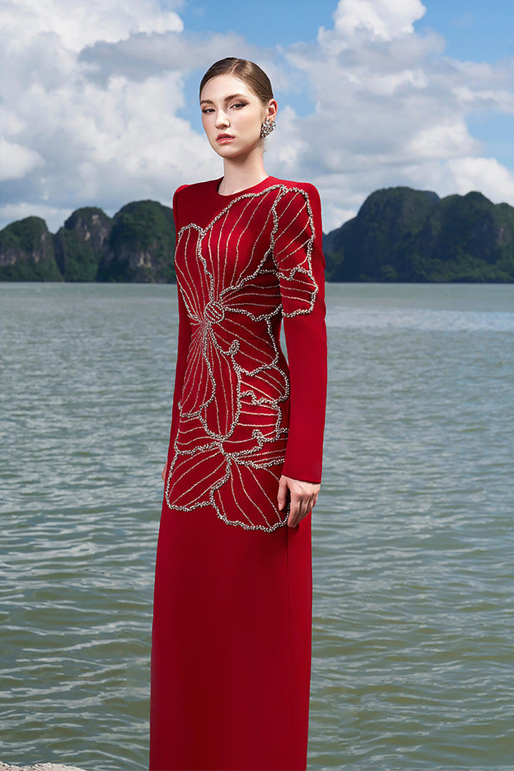 Crepe Dress with Crystals