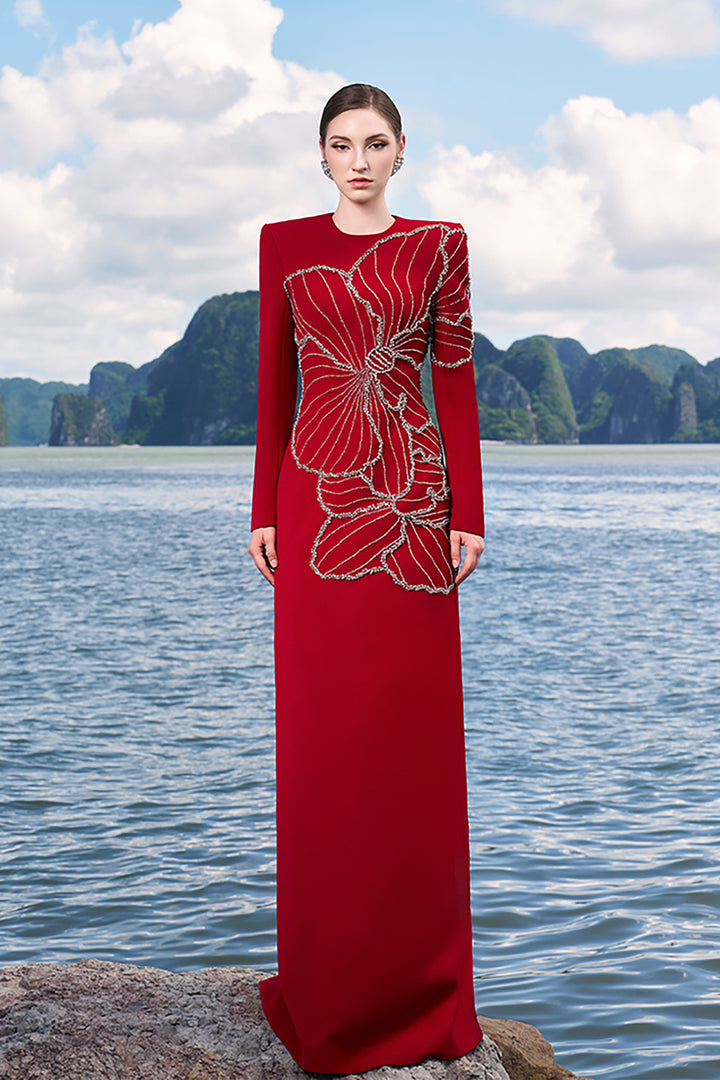 Crepe Dress with Crystals