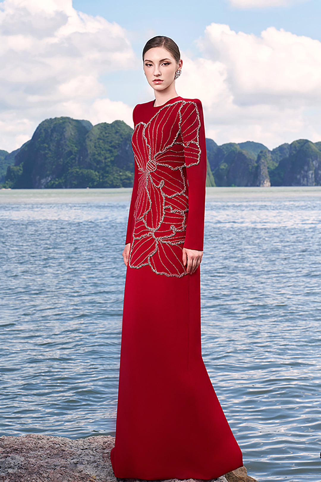 Crepe Dress with Crystals