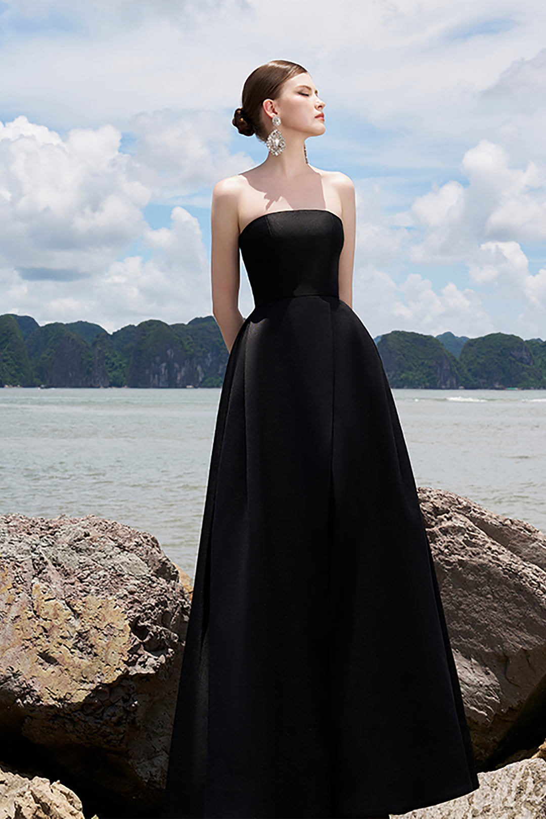 Taffeta Strapless A-Line Dress