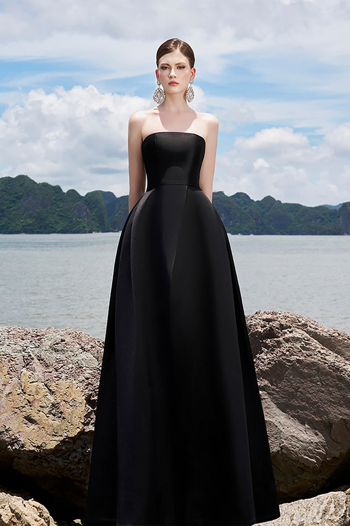 Taffeta Strapless A-Line Dress