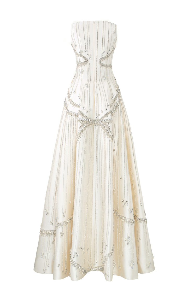 Taffeta Dress with Flared Sleeves