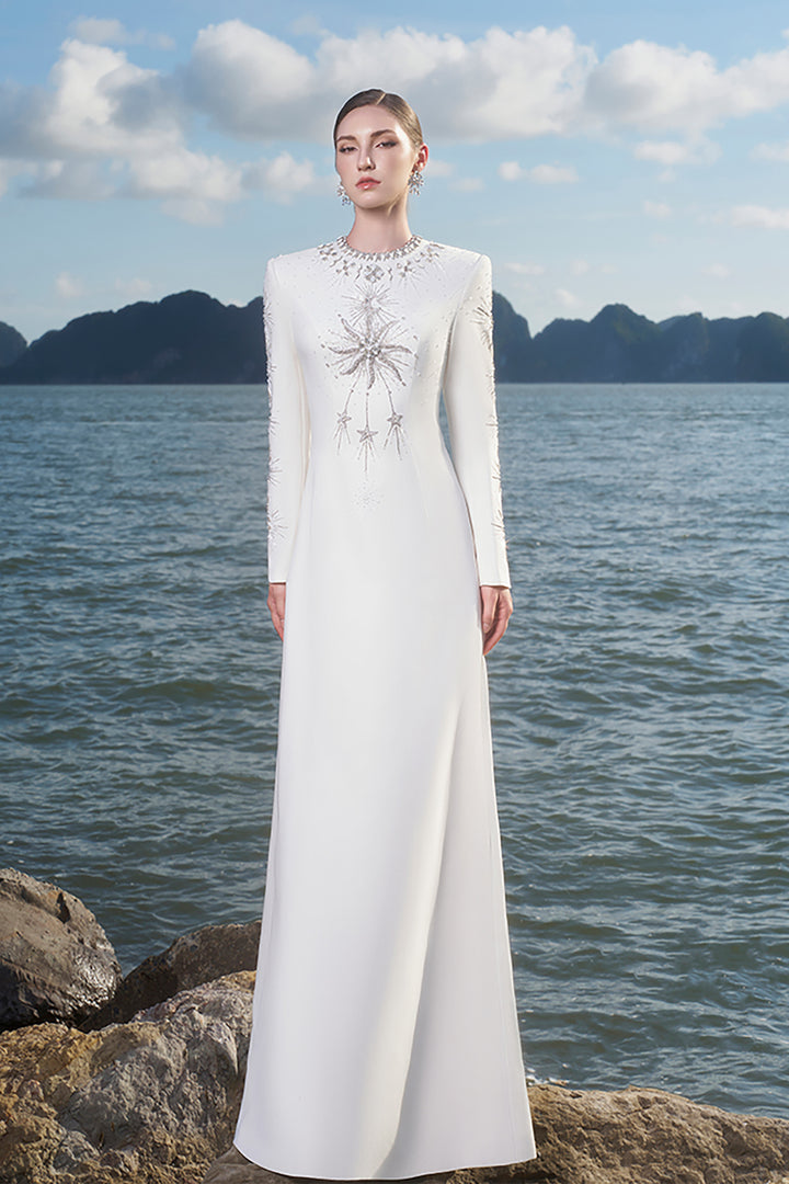 Crepe Dress with Crystals