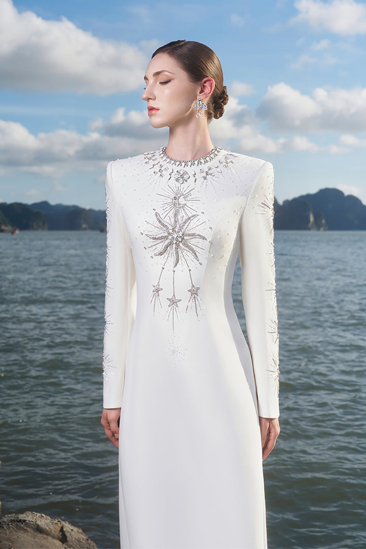 Crepe Dress with Crystals