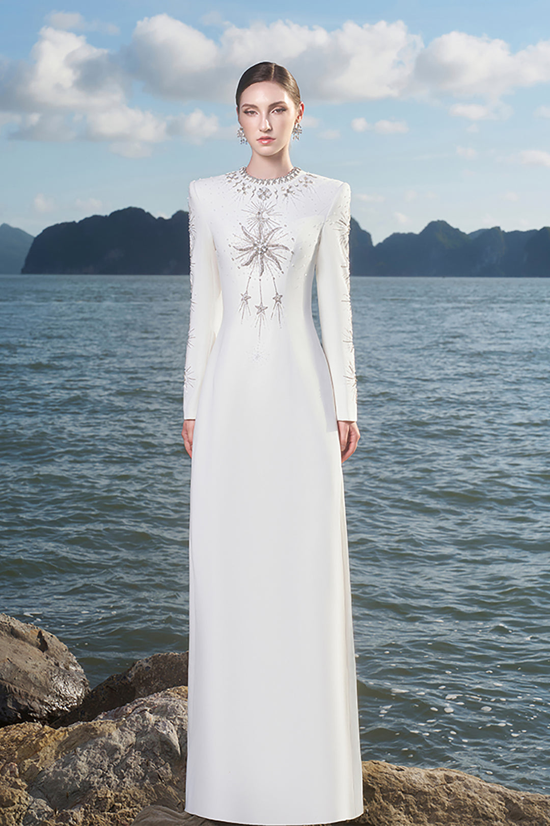 Crepe Dress with Crystals