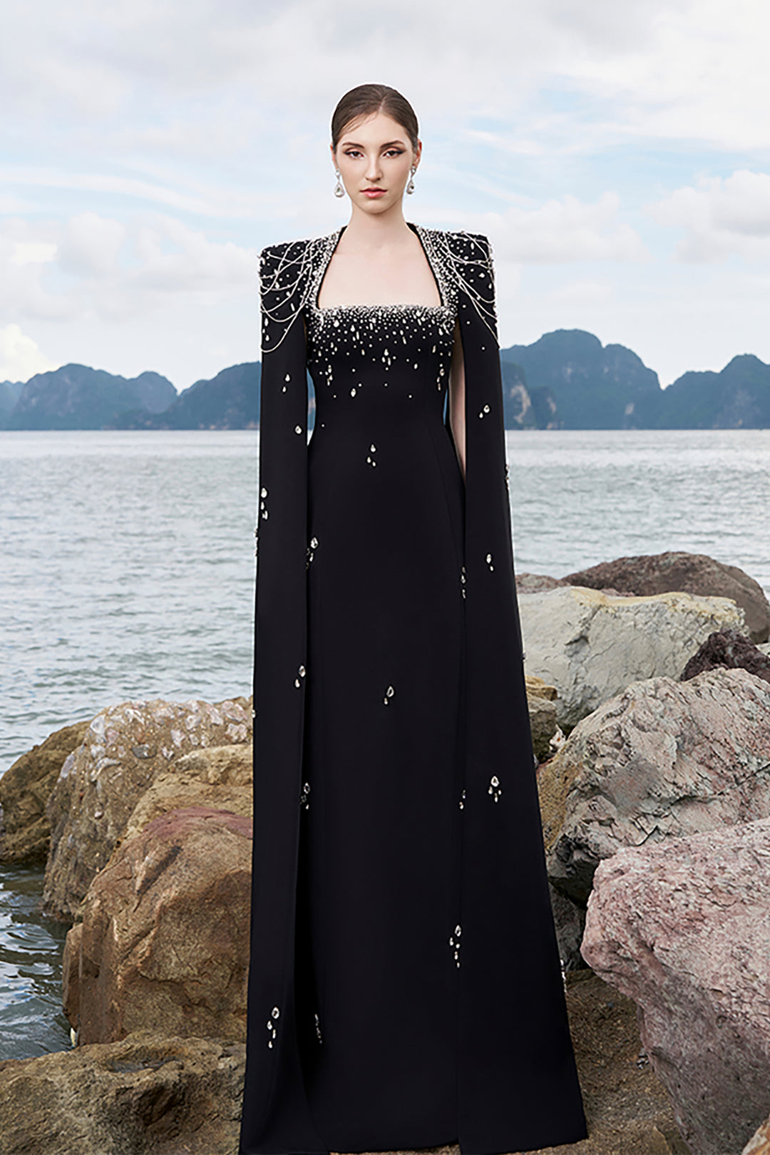 Cape Dress with Crystals