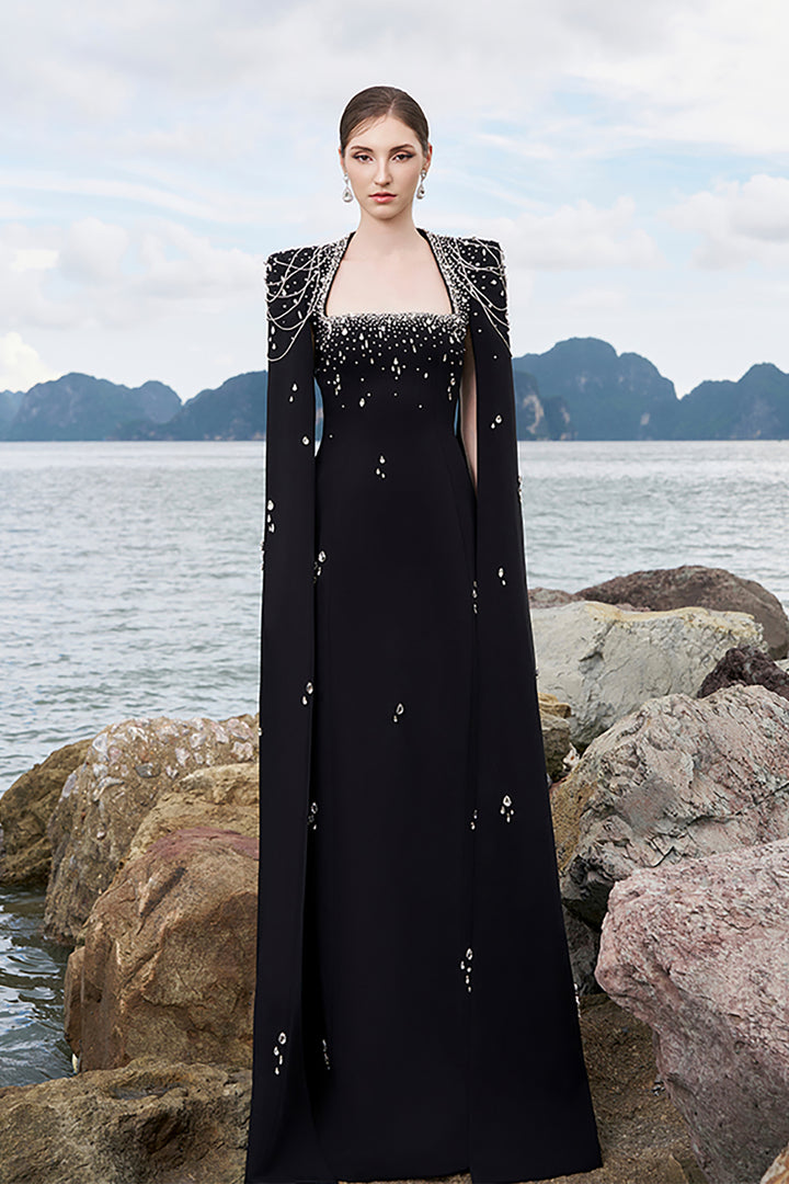 Cape Dress with Crystals