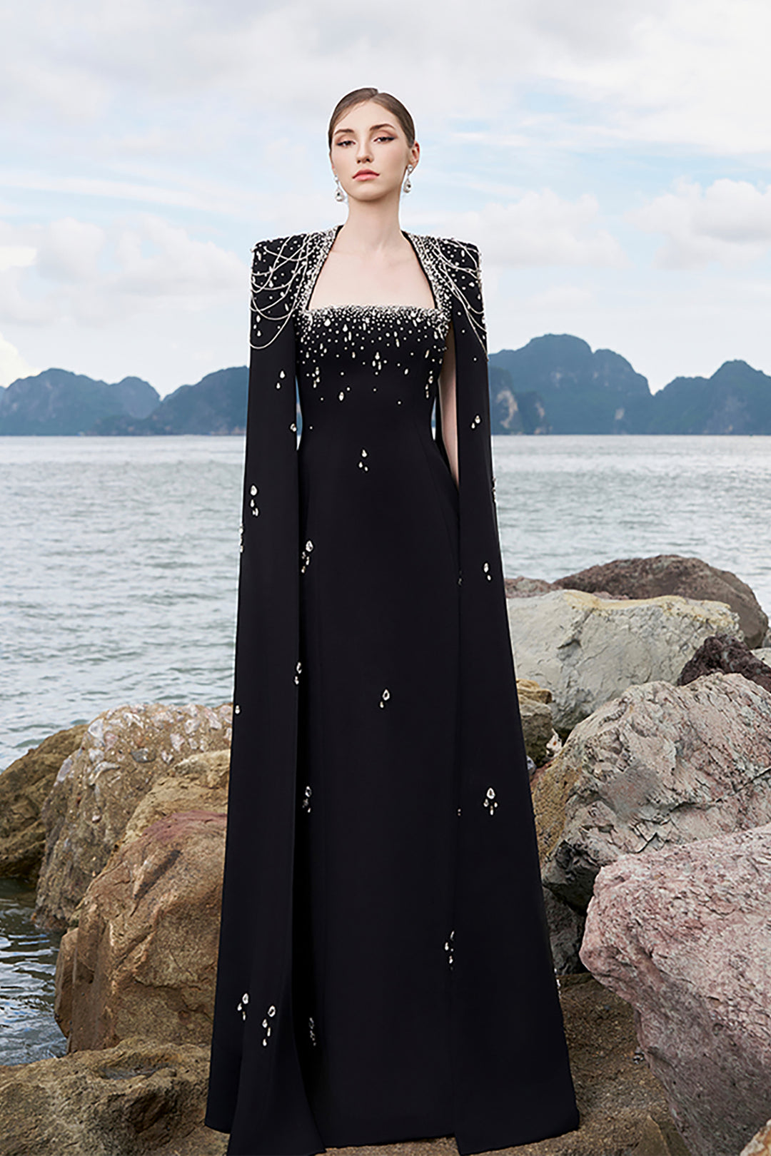 Cape Dress with Crystals