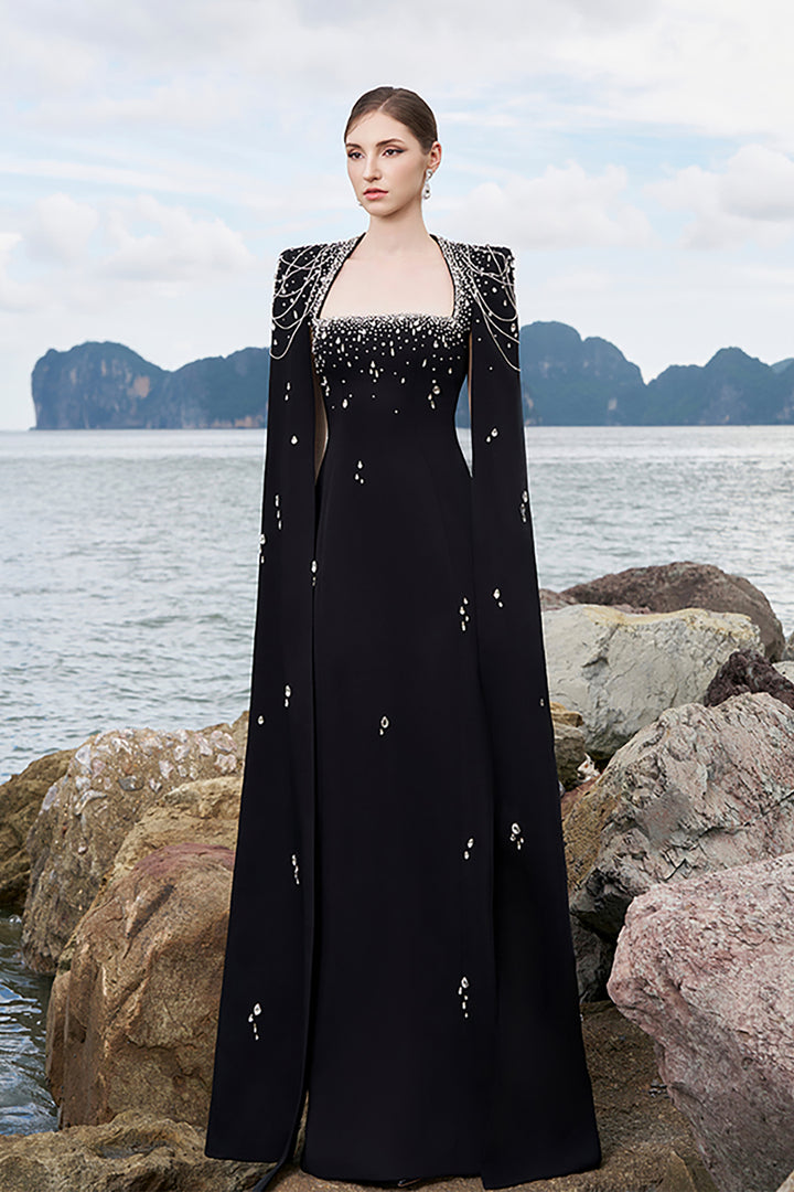 Cape Dress with Crystals
