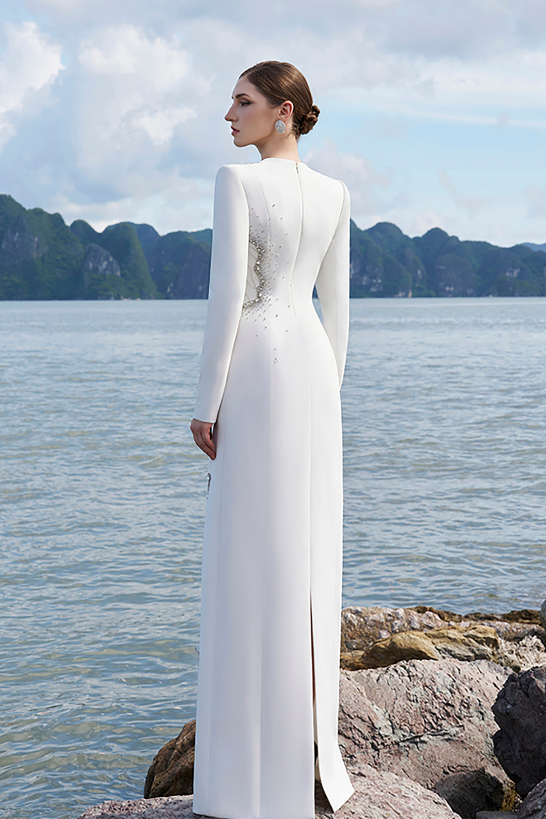 Crepe Dress with Crystal Embellishments