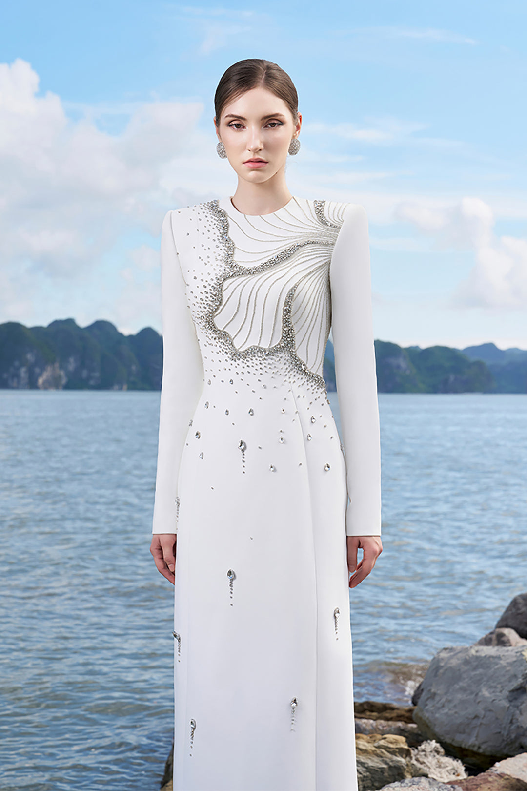 Crepe Dress with Crystal Embellishments