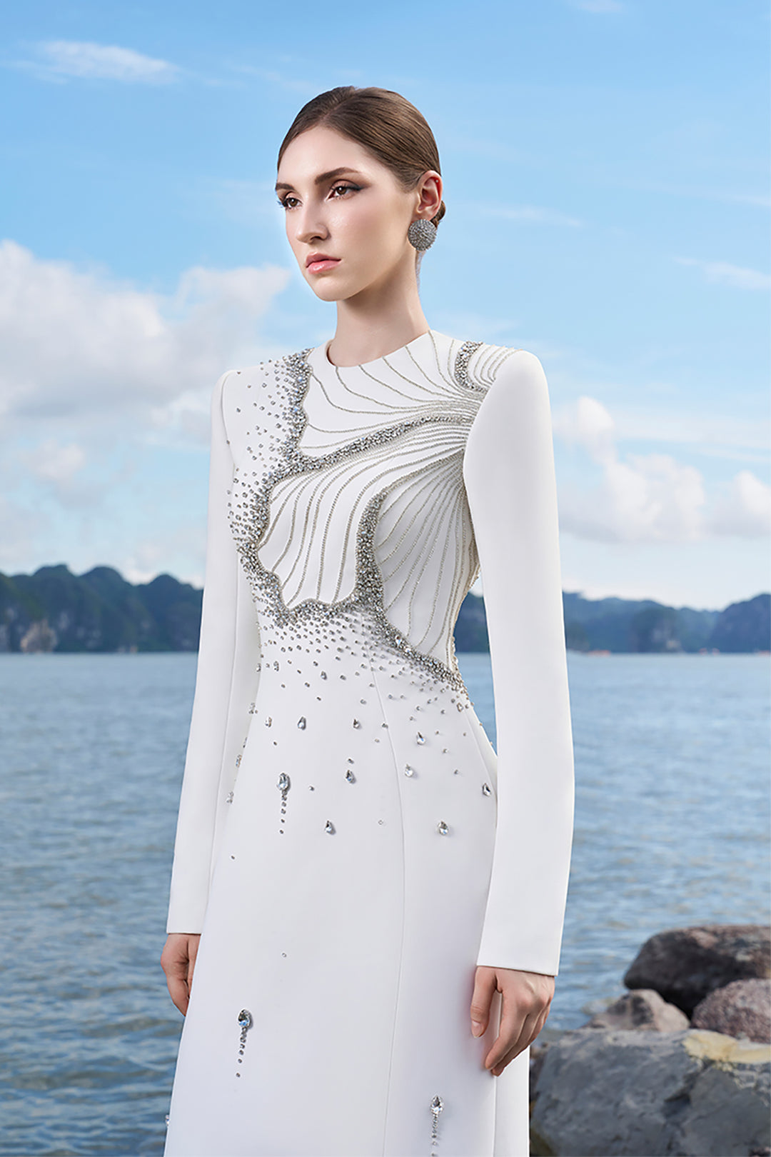 Crepe Dress with Crystal Embellishments